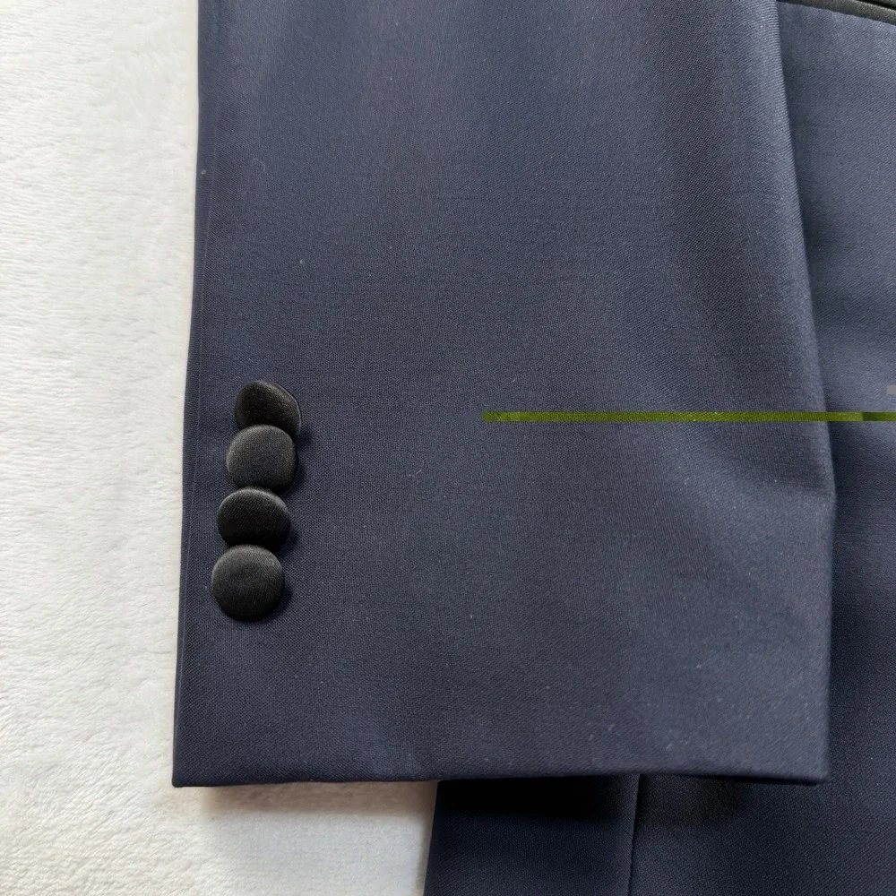 Indochino Tuxedo Blazer Mens 40R Navy Black Shawl Lapel Satin Trim Coat Opera